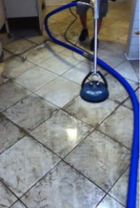 Natural Stone Floor being cleaned
